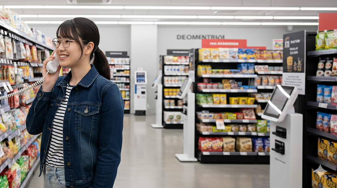 無人店舗の直通電話利用イメージ